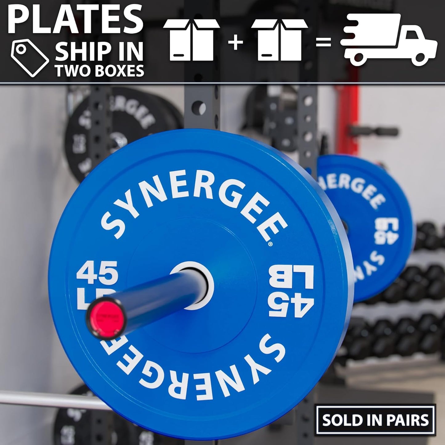 Synergee Bumper Plates – Durable Olympic Weight Plates, Low-Bounce Rubber for Strength Training, Powerlifting, and Functional Workouts.