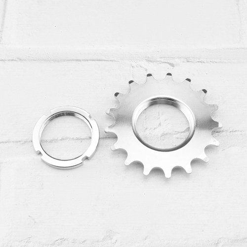 ECSiNG Bike Sprocket Fixed Single Speed Cog Thread Ribg High Strength Steel Bicycle Flywheel Sprockets Parts for Fixed Gear Bike 17T with Lock Ring