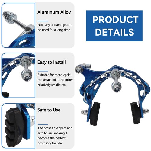 equlup Bike Brake Caliper, Aluminum Alloy Bike Brake Caliper Universal Front and Rear Bike Brake Cycling Accessory for Bikes, Motorcycles (Blue)