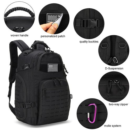W WINTMING 35L Tactical Backpack for Men Heavy Duty Military Backpack 3 Day Assault Pack Molle Backpack Hiking Rucksack (Black1)