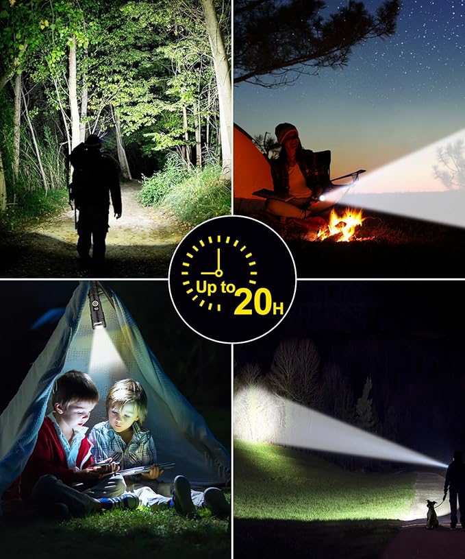 Rechargeable Flashlight High Lumens-12000LM Super Bright Magnetic Flash Light with Power Digital Display,3280Ft Long Range,Dimmable,Waterproof,Pocket Tactical LED Flashlights for Emergency,Gold 1PC