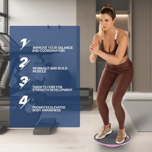 MADOG Wobble Balance Board for Adults, 15.5" TPR Non-slip Surface with Handle for Workout Core Trainer Physical Therapy, Home Gym Stability Board, Gray