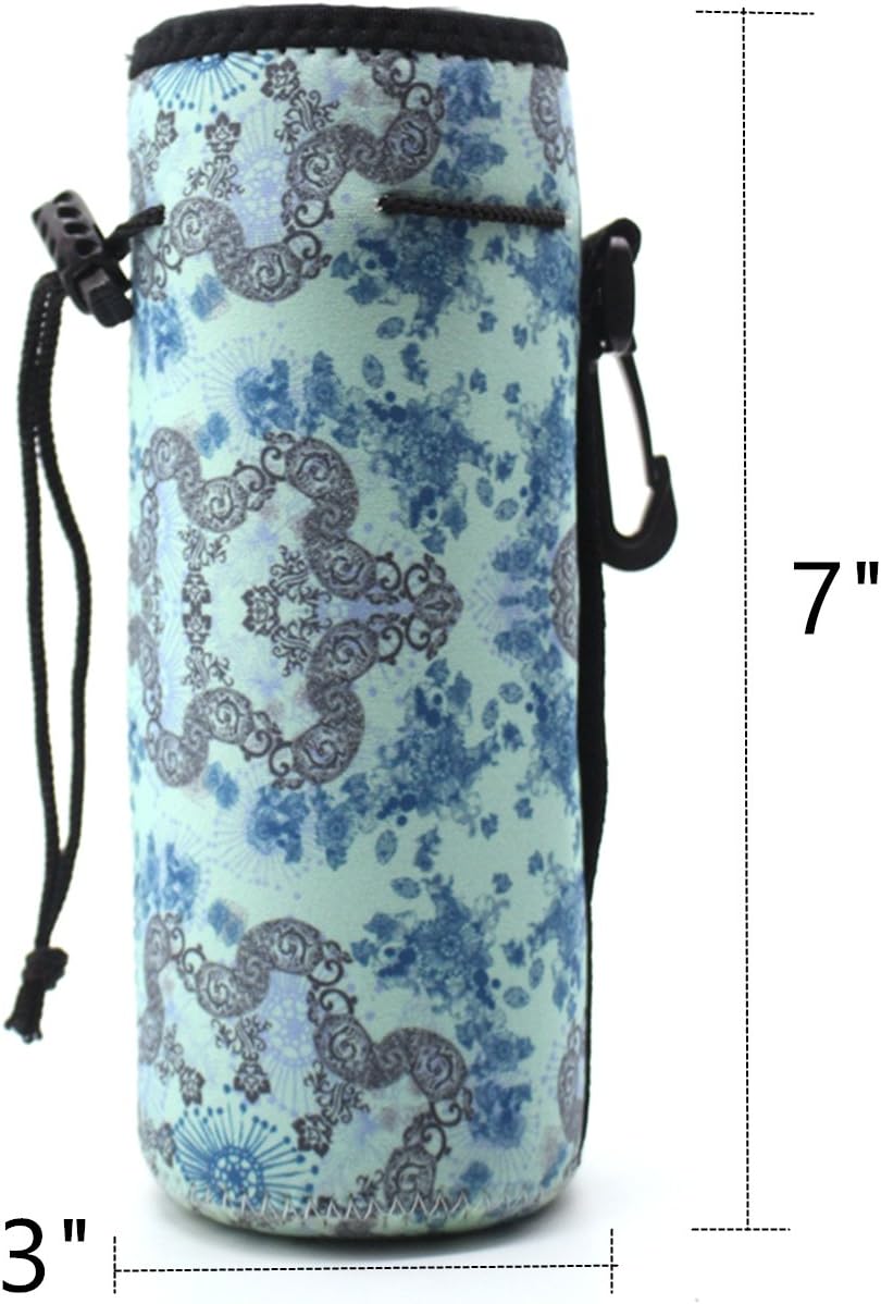 Water Bottle Carrier,Insulated Neoprene Water Gym Travel bottle Holder Bag Protector Sleeve Case Pouch Cover 0.6L or 0.75L, Great for Stainless Steel and Plastic Bottles (BLUE)
