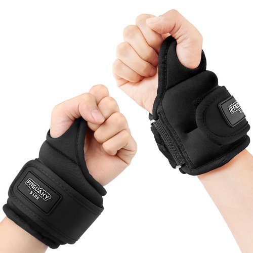 Frelaxy Wrist Weights with Thumb Loops Lock for Men Women 1lb*2 2lbs*2 3lbs*2 Ankle Weights Weighted Gloves for Running Strength Training Yoga Walking Exercises (Black, 3 lbs x 2)