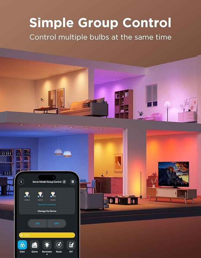 Govee BR30 Smart Light Bulbs, Works with Matter, Alexa and Google Assistant, LED Light Bulb, WiFi RGBWW Color Changing Flood Light Bulbs, Recessed Can Light Bulb, 2.4Ghz only, 850 Lumen, 2 Pack