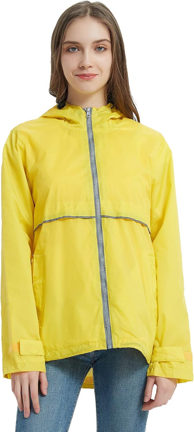 SUNDAY ROSE Women Rain Jacket Lightweight Waterproof Raincoat Hooded Windbreaker
