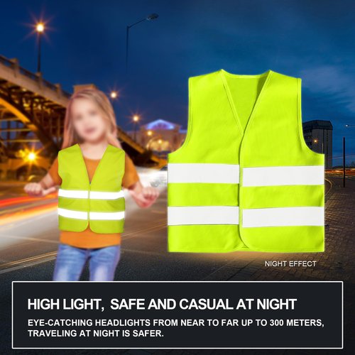 GOOFIT High-Visibility Children's Safety Vest Yellow Reflective Vest Breathable Universal Size Protective Vest for Boys and Girls Pack of 3