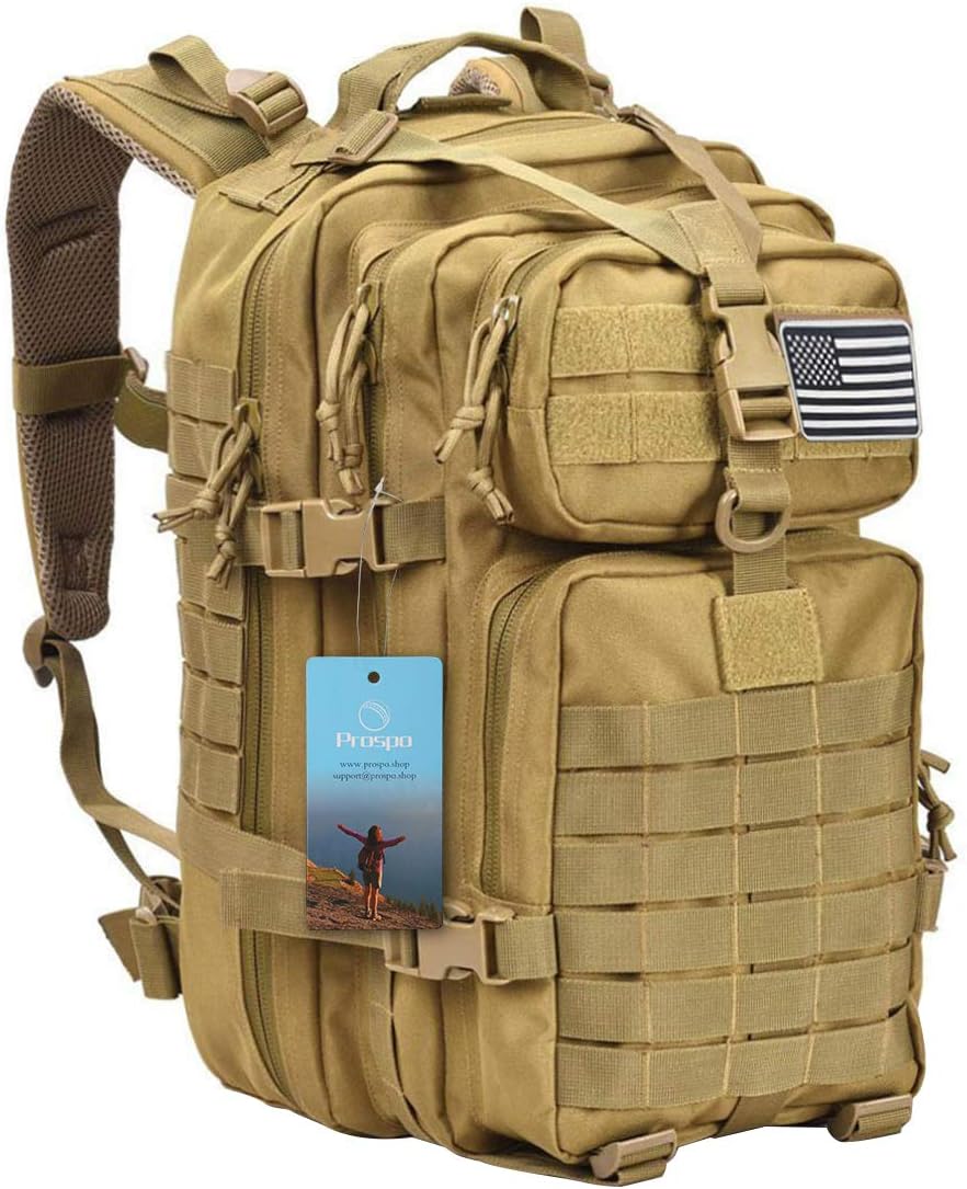 Prospo Military Tactical Backpack Large Fishing Tackle Backpack 3 Day Assault Survival Pack Molle Bag for Men