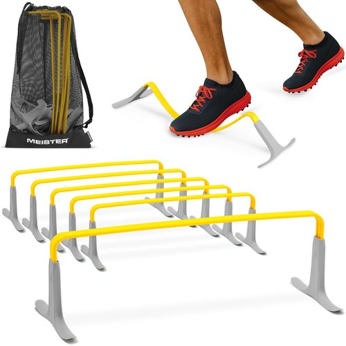 Meister ZoomFlex Agility Hurdles w/Carry Bag - Flex-Safe Modular Speed Training - 6" Electric Yellow - 6 Pack
