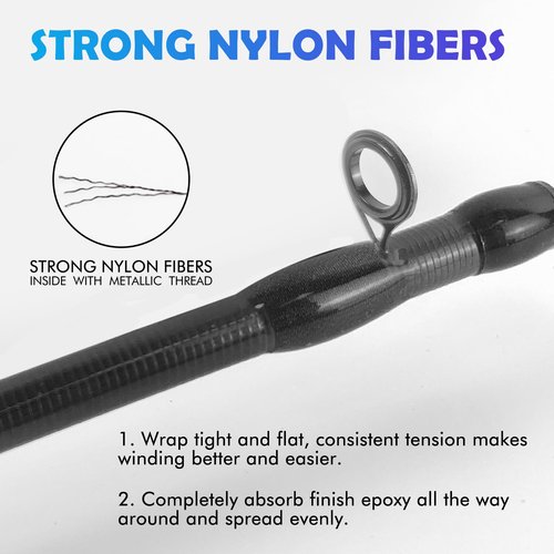 Aventik Fishing Rod Wrapping Thread for Rod Guide Buliding,2PCS 100Yds/Spool 500D Nylon Threads Tip Guide Eyelet Winding Line Broken Fishing Pole Repair Kits(2 Pack Black Nylon Thread)