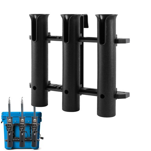 Cooler Fishing Rod Holder, Fishing Rod Rack for Boat, Fishing Rod Holder for YETI Coolers and RTIC Coolers,with Tie-Down Slot Cooler Accessories (3-Link Black)