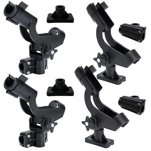 HiUmi Adjustable Rotatable Plastic Fishing Rod 3 Mount Rack Holder Bracket Boat Canoeing Rowing Mount Kit Kayak Side Rod Holder (RH50-4Pack)