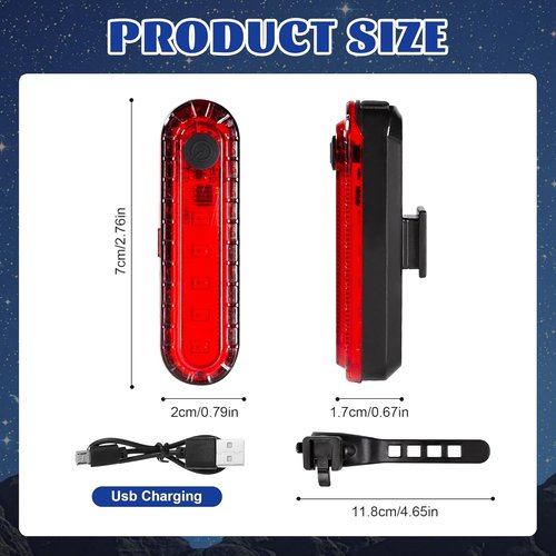 Hakea Volcano Super Bright LED Rear Bike Light - USB Rechargeable Bicycle Light - Mount Cycle Light- Red Taillight - Waterproof- High Lumens Cycling Light- 4 Modes Selection - up to 12 Hours Battery