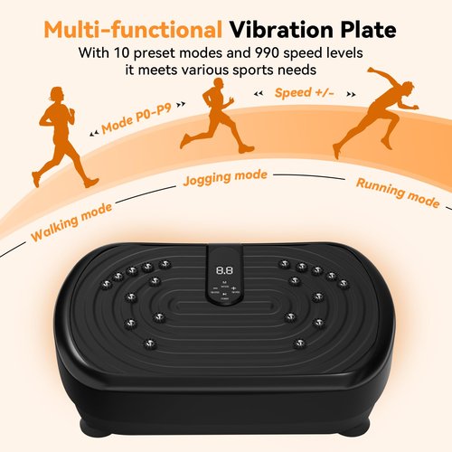 UCIN Vibration Plate Exercise Machine, Vibration Plate for Lymphatic Drainage, 330 Lbs Capacity Vibrating Plate for Weight Loss Home Fitness with Resistance Bands/Pilates Ball (Black)