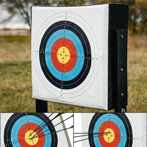 THREE ARCHERS 31.5x31.5In Archery Targets for Backyard Upgrade 120g Thicker Target Paper 15pcs Folded Packing Hunting & Archery Target (10 Rings) (Rolled up packing-15pcs)