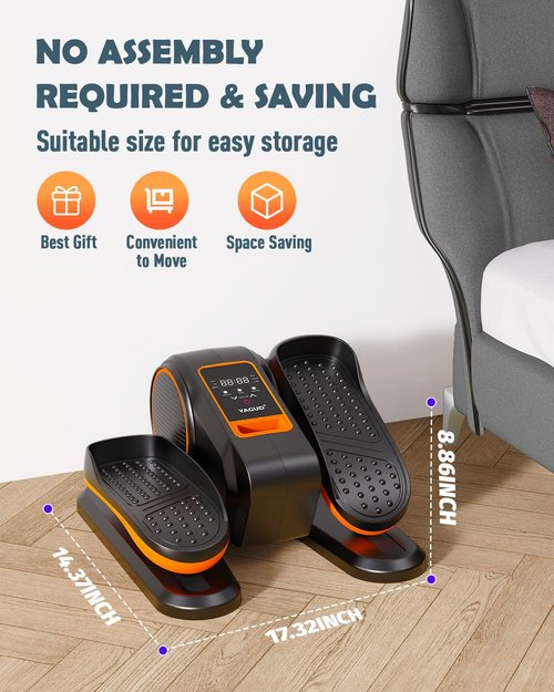Yagud Under Desk Machine, Electric Ellipse Leg Exerciser for Senior, 13 Adjustable Speeds Quiet and Portable Seated Pedal Exerciser for Training with Remote Control, Orange