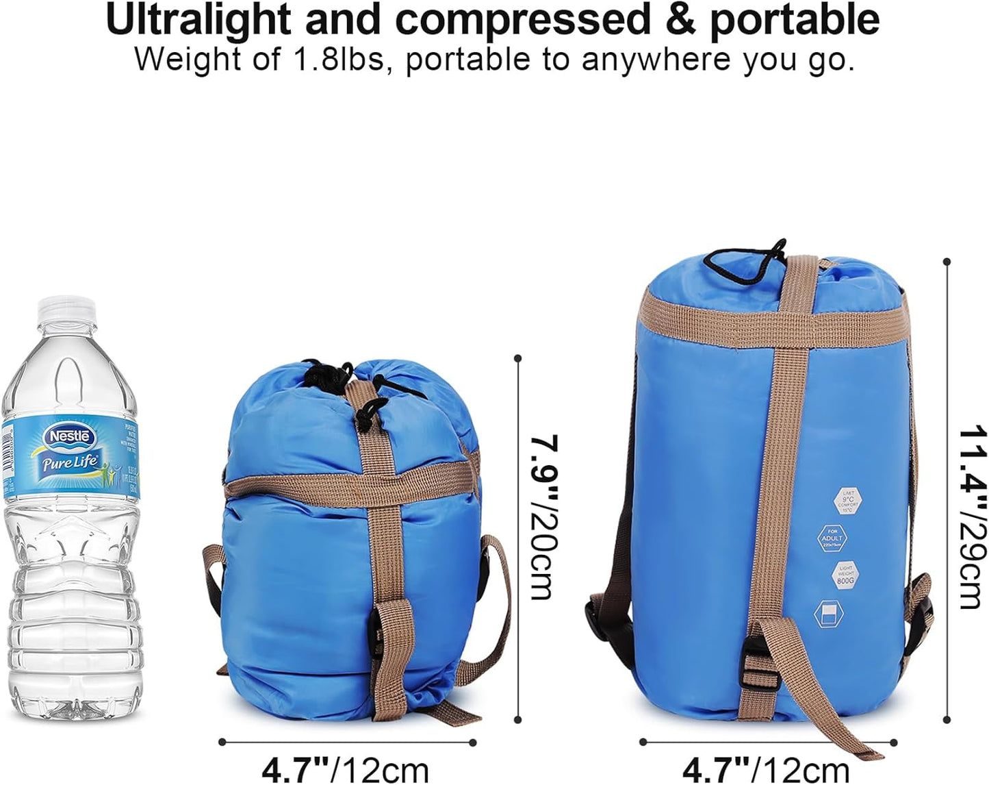 REDCAMP Ultra Lightweight Sleeping Bag for Backpacking, Hiking, Comfort for Adults Warm Weather, with Compression Sack