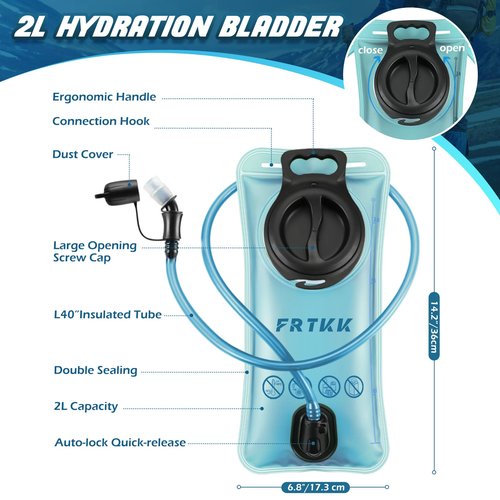 FRTKK Hydration Backpack with 2L TPU Hydration Bladder, Lightweight Insulation Hydration Pack for Cycling, Hiking, Running, Climbing, Hunting, Biking