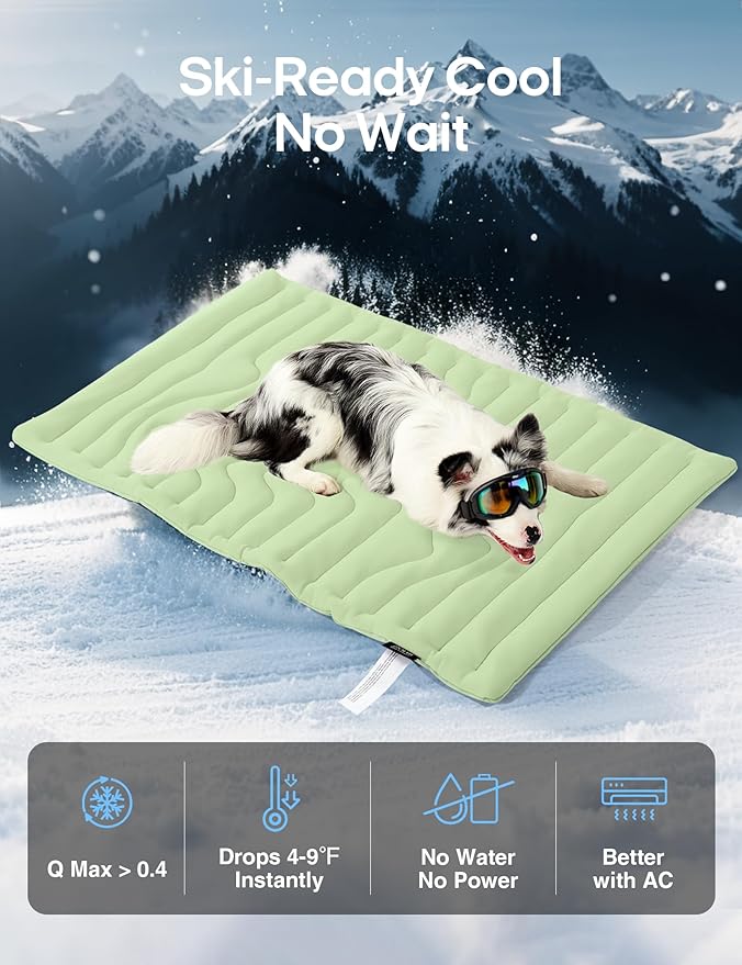 ZonLi Dog Cooling Mat, 36" x 23" Medium, Reversible Cooling Pad for Dogs & Cats (Cool & Warm), Durable & Machine Washable, Pet Mat for Crate, Kennel, Bed, Sofa, Sage Green