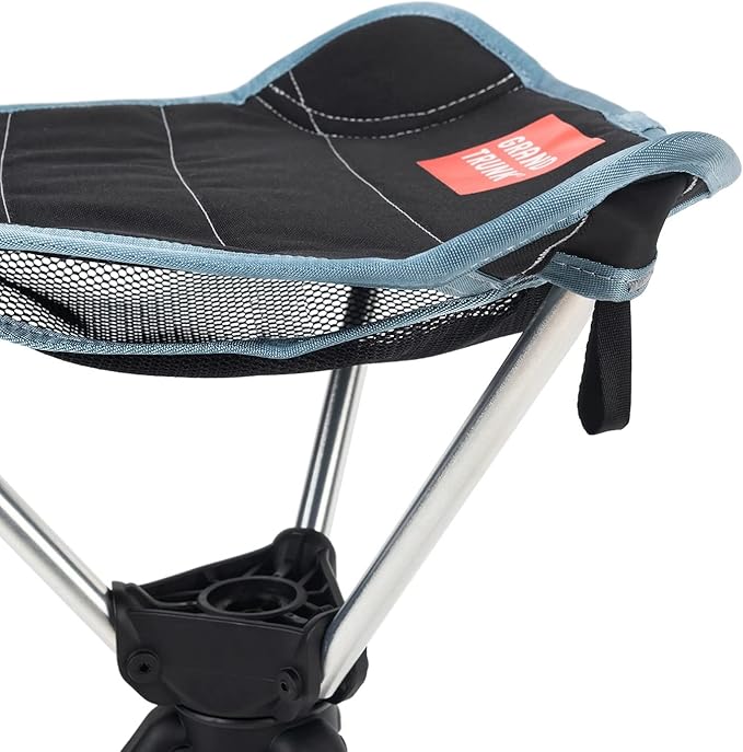 GRAND TRUNK Compass 360° Swivel Camping Stool – Ultra-Light, Foldable & Rotating Travel Chair – Compact & Durable for Outdoors, Hiking, and Fishing – Black