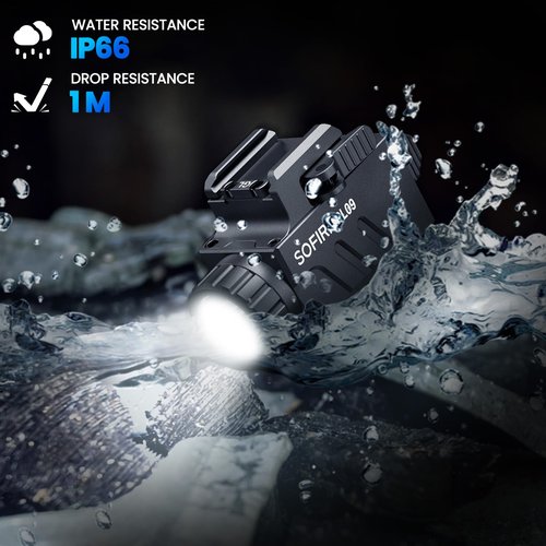 sofirn Pistol Light, 1600 Lumens USB C Rechargeable Compact Weaponlight with Strobe Function, High Performance Bright Tactical Flashlight for Handguns with Slidable Rail