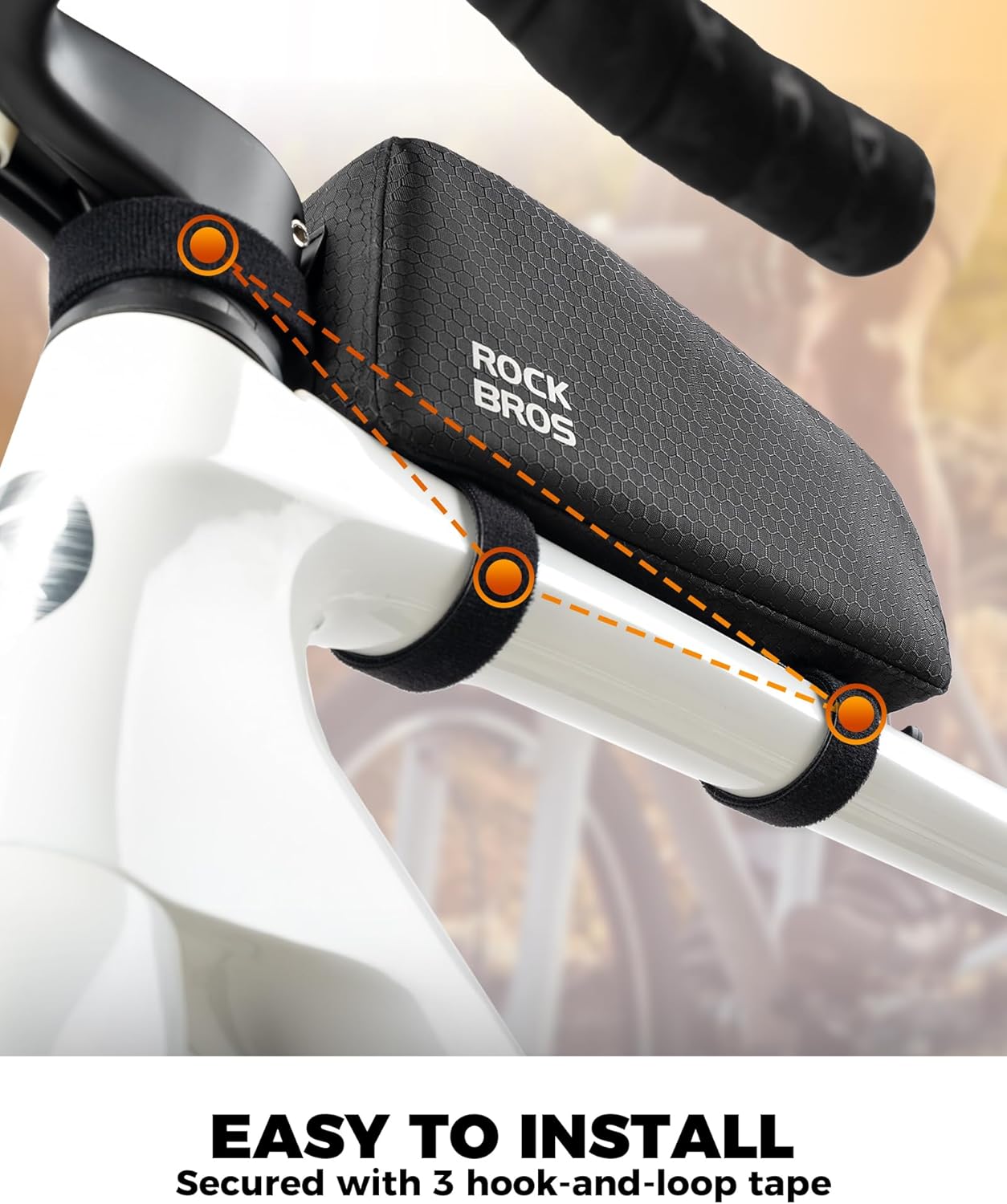 ROCKBROS Bike Top Tube Bag Bicycle Front Frame Bag Waterproof Bike Pouch Pack/Phone Bag Cycling Accessories Pouch for Mountain Road Bike Medium