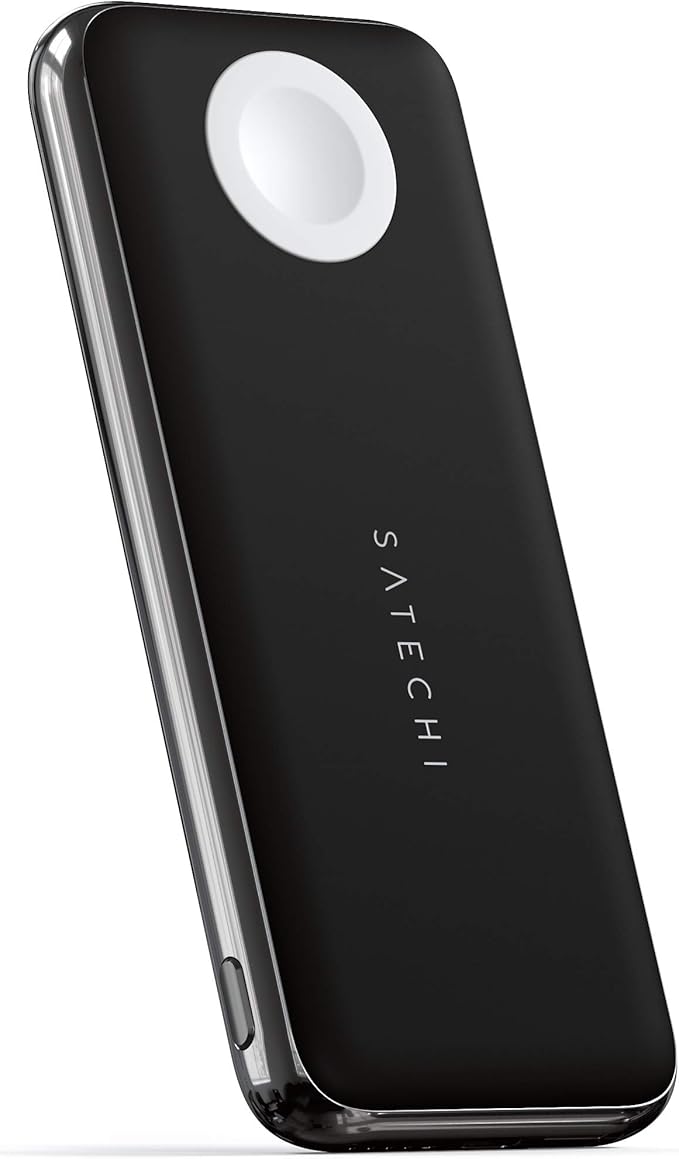 Satechi Quatro Wireless Power Bank 10,000 mAh Portable Charger. Compatible with iPhone 16 Pro Max/16 Pro/16/16 Plus, Apple Watch Ultra & Series 8/7/6/SE/5/4/3/2/1, AirPods Pro 2/1