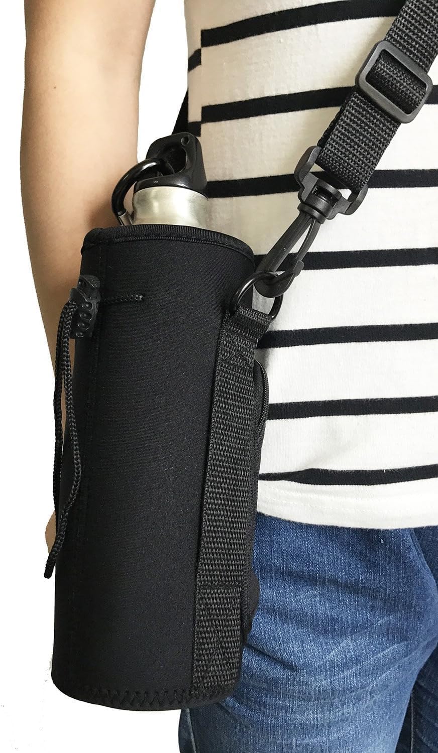 Wanty Neoprene 20 Oz Insulated Water Drink Bottle Cooler Pocket Carrier Sleeves Tote Bag with Adjustable Straps for Climbing Cycling and Running Outdoor Activities (20 Oz)