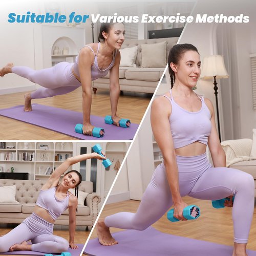 Zempox Adjustable Dumbbell Set of 2, 4 in 1 Hand Weights for Women at Home, 5 lb Weights Dumbbells set of 2, Each 2lb 3lb 4lb 5lb with TPU Soft Rubber Handle for Home Gym Exercise Training, Blue