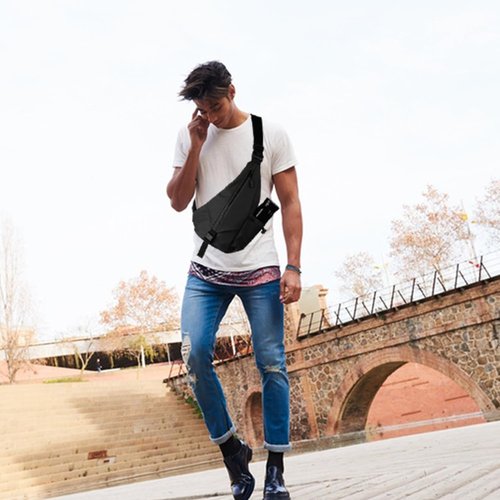 CLOLCKQ Anti Theft Sling Bag Chest Shoulder Backpack for Men Women Crossbody Bags Casual Daypack for Travel Running Hiking Camping Bicycle Sport (1-Black)