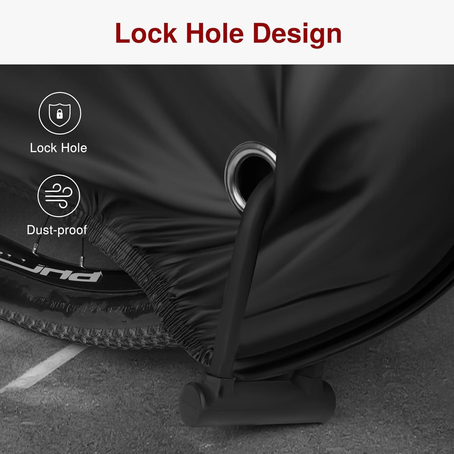 Puroma Bike Cover for 1 bike, Outdoor Waterproof Bicycle Covers Rain Sun UV Dust Wind Proof with Lock Hole for Mountain Road Electric Bike (Basic Black)