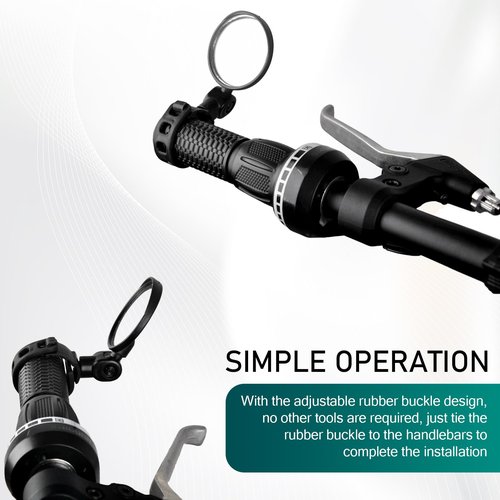 waswale 2 PCS Bicycle Rearview Mirror, 2.95" Diameter Plastic Frame HD Glass Cycling Convex Mirror, 360 Degree Rotatable Non-destructive Mounting Accessories, for Bicycles Scooters (Black)