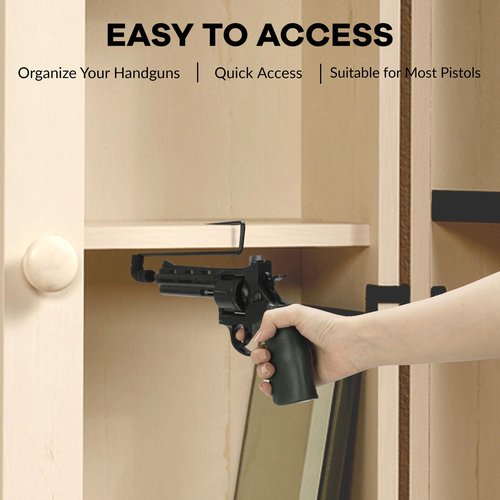 LOIUO 4 PCS Gun Rack Pistol Hangers for Gun Safe Shelf Gun Holder Cabinet Accessory, Handgun Hanger Pistol Organizer for Display and Storage