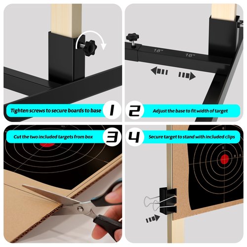 Urban Deco Shooting Target Stand with Wooden Board - for Paper Target Sheet Archery Cardboard Targets,Target Holder for Shooting with Adjustable Base - H Shape - USPSA/IPSC - IDPA Practice, 2 Pack