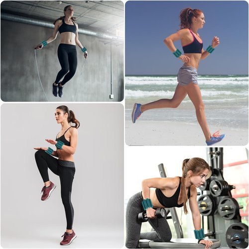 Wrist & Ankle Weights for Women, Adjustable Weights for Leg & Arm,Wearable Ankle Weights for Pilates, Walking, Yoga, Dance, Barre,Gym (Green, 2LB（1LB + 1LB）)
