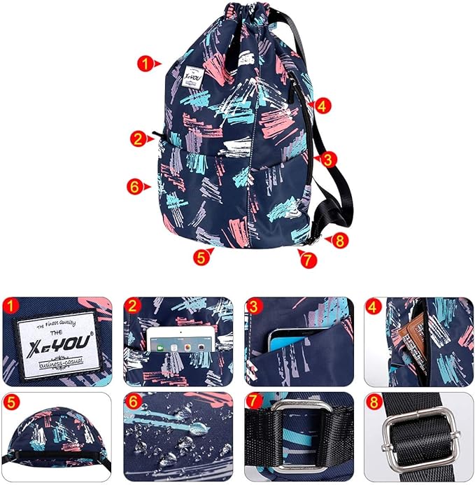 XEYOU Drawstring Sports Backpack Lightweight Gym Yoga Sackpack Shoulder Rucksack Casual Outdoor Daypack for Women and Men