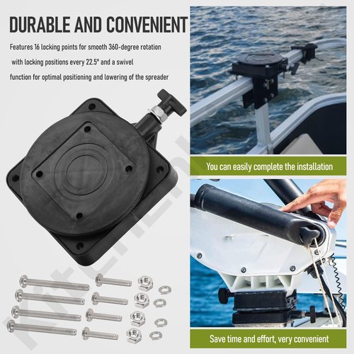 KitchenKipper 2207003 Low-Profile Swivel Mounting Base for C-annon Downrigger Magnum Series