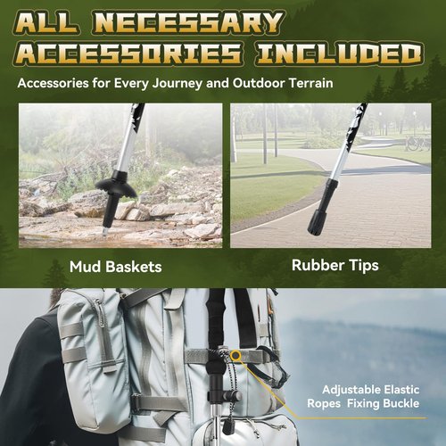 THRISTRIDE Collapsible Aluminum Single Trekking Pole（1pc） - Lightweight Hiking Stick for Women, Men & Seniors, Adjustable Walking Sticks for Hiking, Camping & Outdoor Activities