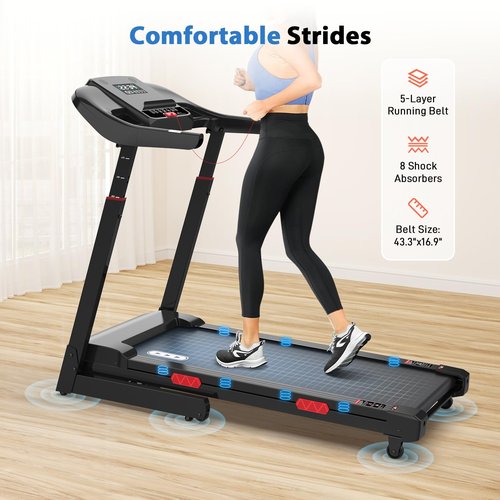 CIIHI Treadmill with Auto Incline - Adjustable Height Handrail 15% Auto Incline Treadmill with 400 lbs Capacity - Foldable Running Machine for Home with APP, Voice Control and Speaker - 8.7 MPH