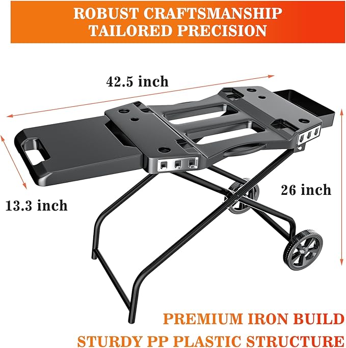 GRISUN Foldable Grill Cart for Ninja OG700–OG750 & Blackstone 22" | Portable BBQ Stand with Wheels, Side Table & Storage Basket
