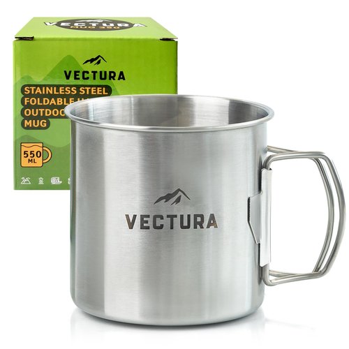 Vectura Stainless Steel Camping Mug 19 fl.oz – Lightweight, Durable Backpacking Mug for Hiking, Camping, and Outdoor Adventures – Portable Insulated Camping Cups for Hot & Cold Drinks