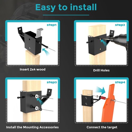 POOWEE 2x4 Steel Target Hanger - Ar500 Steel 2x4 Target Stand Brackets, Steel Plate Target Hanger,Ar500 Steel Plate Shooting Bracket,Target Hangers for Shooting Steel Targets (1Pcs 2x4 Target Hanger)