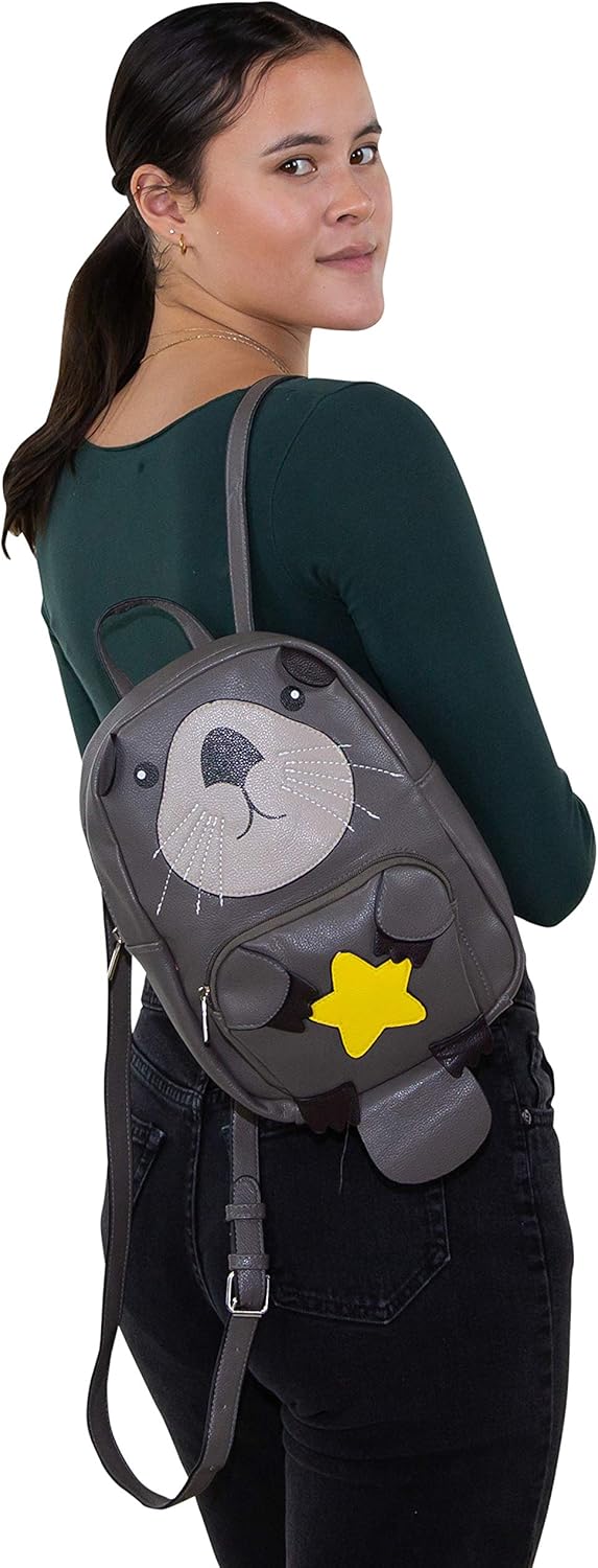 Sleepyville Critters: Mini Otter Backpack In Vinyl Material