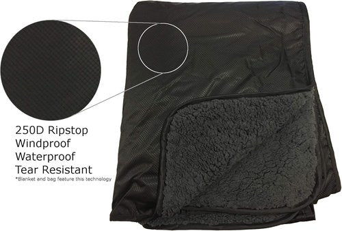 "Elemental Stadium Sherpa Blanket, Waterproof, Windproof, Picnic, Wheelchair, Camping, Concerts, Bag with Shoulder Strap and Carrying Handle, 56" x 80"