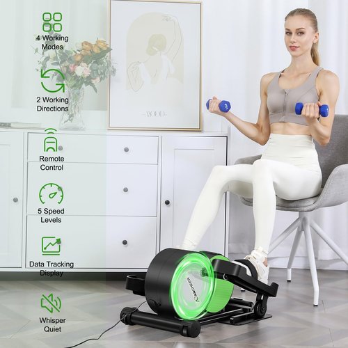 ANCHEER Under Desk Elliptical, Leg Exerciser While Sitting for Seniors with Remote Control, Display Monitor, Electric Seated Pedal Exerciser for Home, Ellipse Leg Exerciser as Seen on TV(Green)