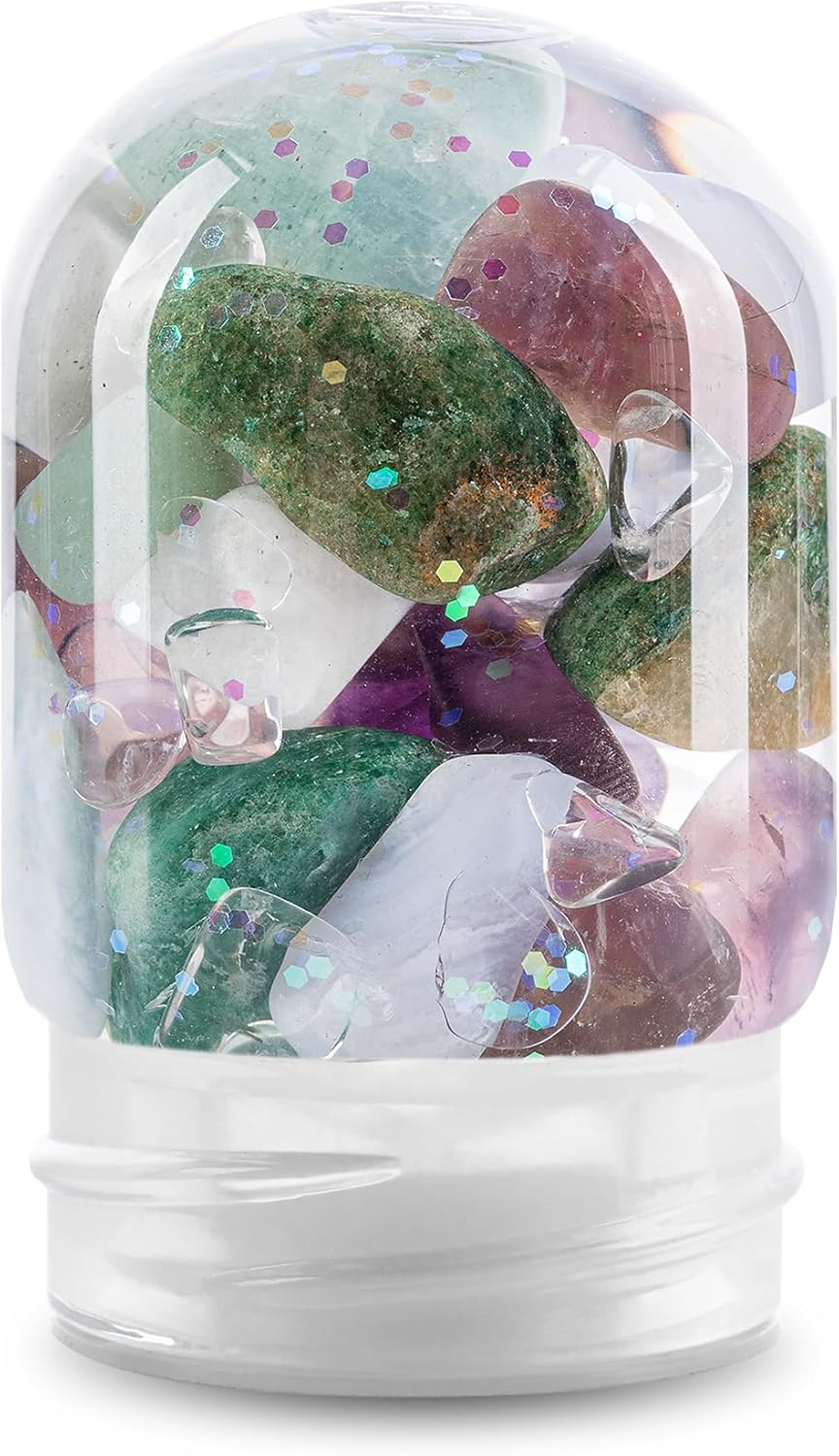 VitaJuwel ViA LUNA | Crystal Water Bottle with Rainbow Moonstone and Clear Quartz for Intuition, Empathy, Femininity