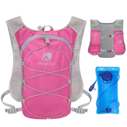 Outplea Pink Small Lightweight Running Hydration Vest with 2L Water Bladder for Women, Lightweight Water Backpack Hydropack for Hiking