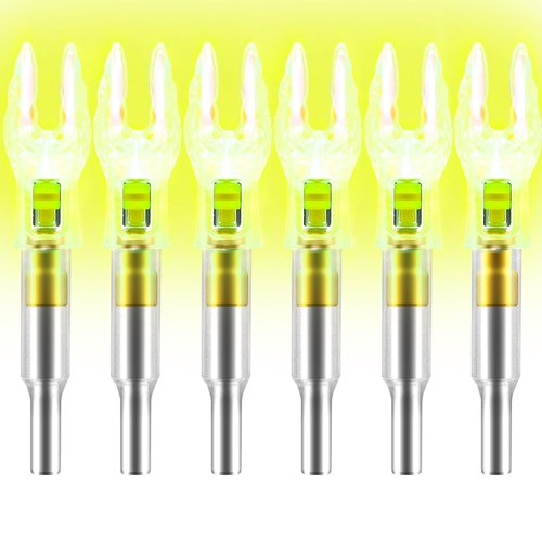 6PCS X Lighted Nocks for Arrows with .204 .233 .244 .246 Inside Diameter with H, S, GT Bushings LED Light up Knocks