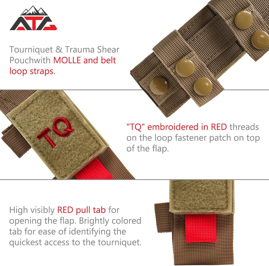 Tactical TQ Tourniquet & Trauma Medical Shear Pouch Holder MOLLE PALS Duty Belt Loop EMT EMS