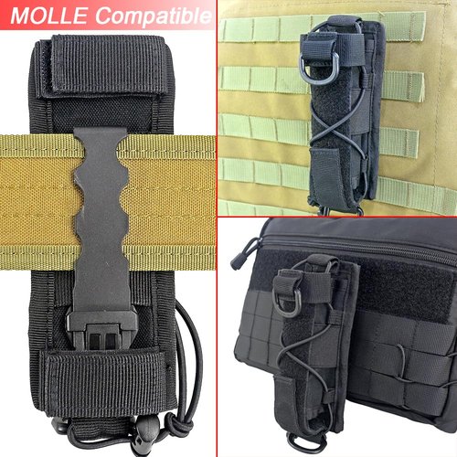 Depring Molle Flashlight Holster Adjustable Utility Tool Holder Heavy Duty Belt Pouch Horizontal Vertical Carrying
